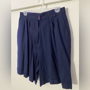 Jones New York Size 14 Navy High Waisted Vintage Baggy Bermuda Shorts